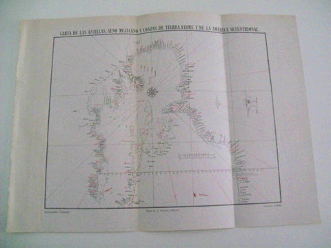 LAMINA ESPASA 10236: Carta de las Antillas Mexico y America Septentrional