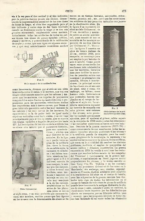 LAMINA ESPASA 21266: Obus italiano de artillaria lisa