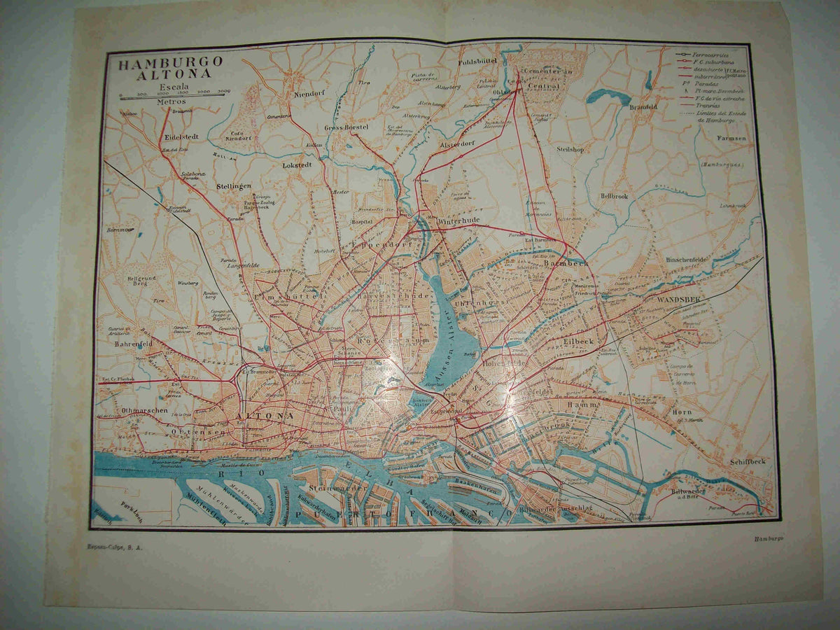 LAMINA ESPASA 21573: Mapa de Hamburgo Altona