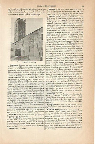 LAMINA ESPASA 6867: Campanario de la iglesia de Elna Francia