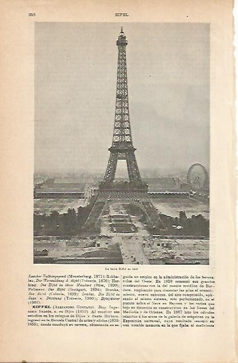 LAMINA ESPASA 6816: La Torre Eiffel en 1900. Paris