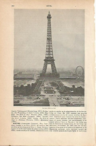 LAMINA ESPASA 6816: La Torre Eiffel en 1900. Paris