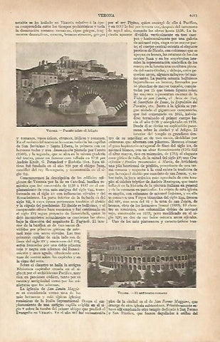 LAMINA ESPASA 6095: Puente y anfiteatro de Verona Italia