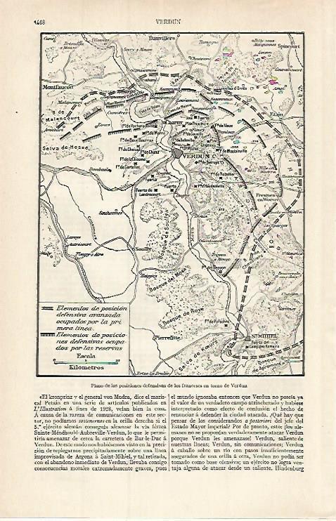 LAMINA ESPASA 17559: Plano de las posiciones defensivas en Verdun