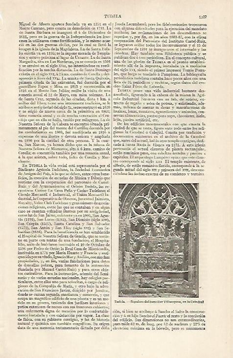LAMINA ESPASA 20569: Sepulcro de Villaespesa en Tudela Navarra