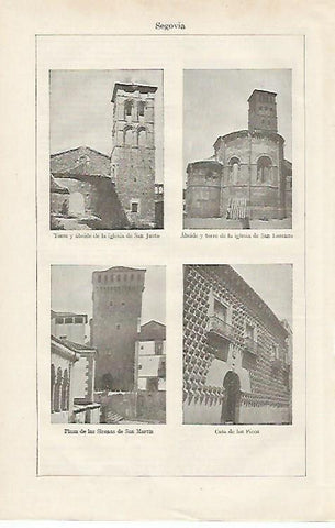 LAMINA ESPASA 12520: Iglesia de San Justo iglesia de San Lorenzo Plaza de las Sirenas y Casa de los Picos en Segovia