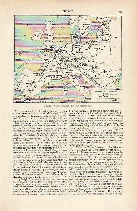 LAMINA ESPASA 16114: Mapa de comunicaciones de Francia