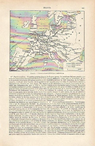 LAMINA ESPASA 16114: Mapa de comunicaciones de Francia