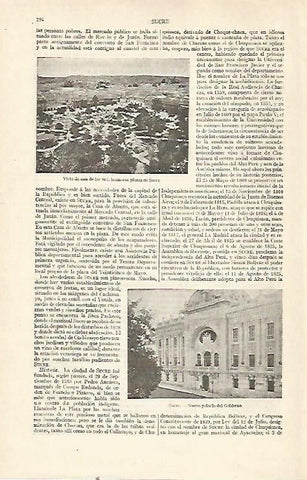 LAMINA ESPASA 22701: Plaza y Palacio del Gobierno de Sucre Bolivia