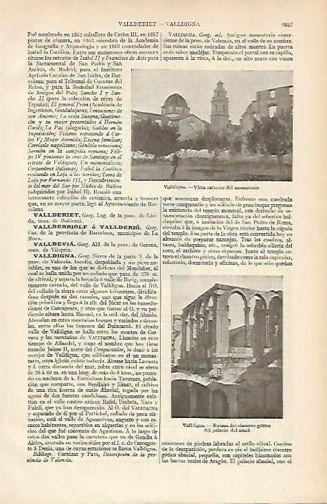 LAMINA ESPASA 4809: Monasterio de Valldigna Valencia