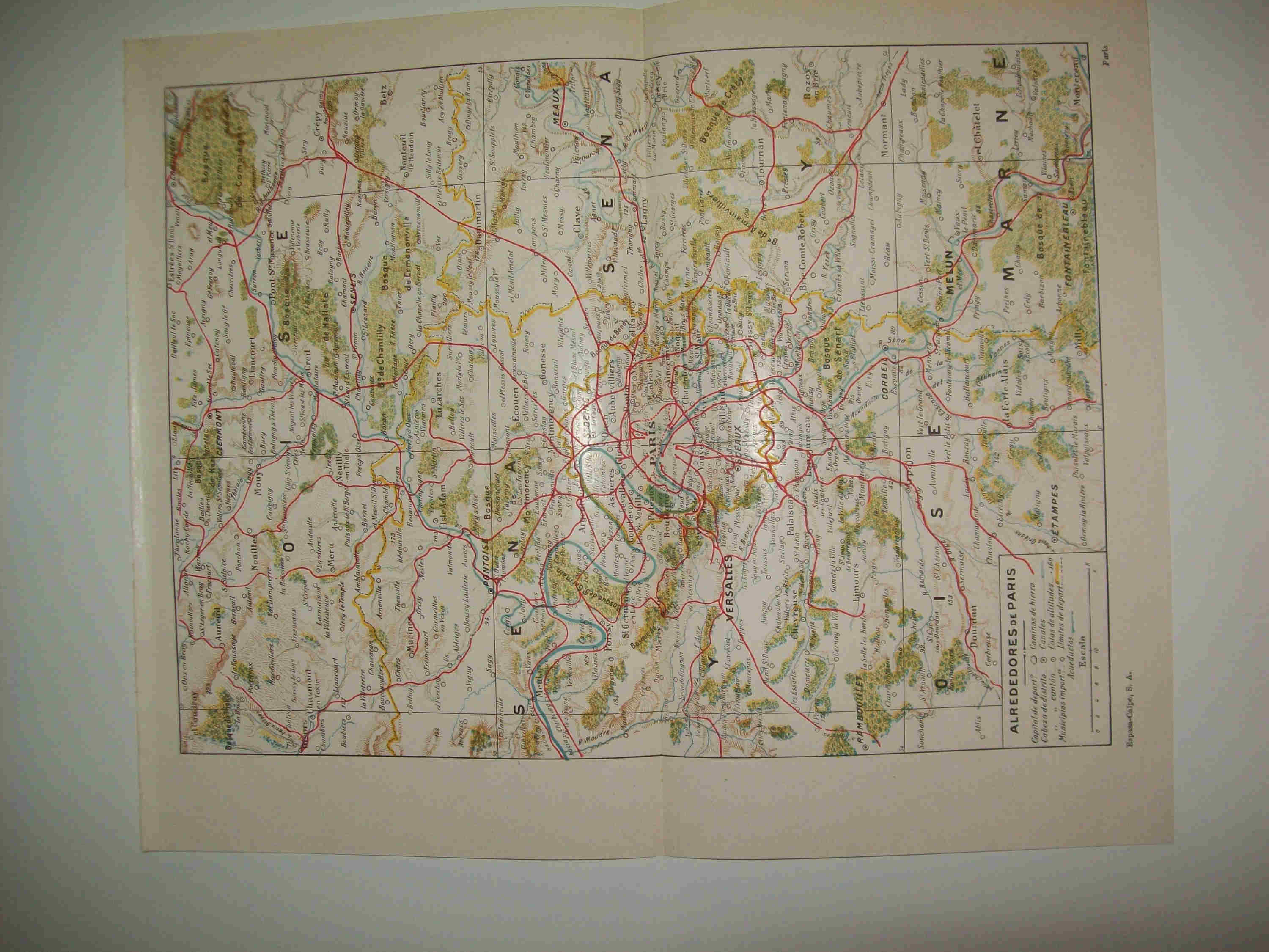 LAMINA ESPASA 23324: Mapa de los alrededores de Paris