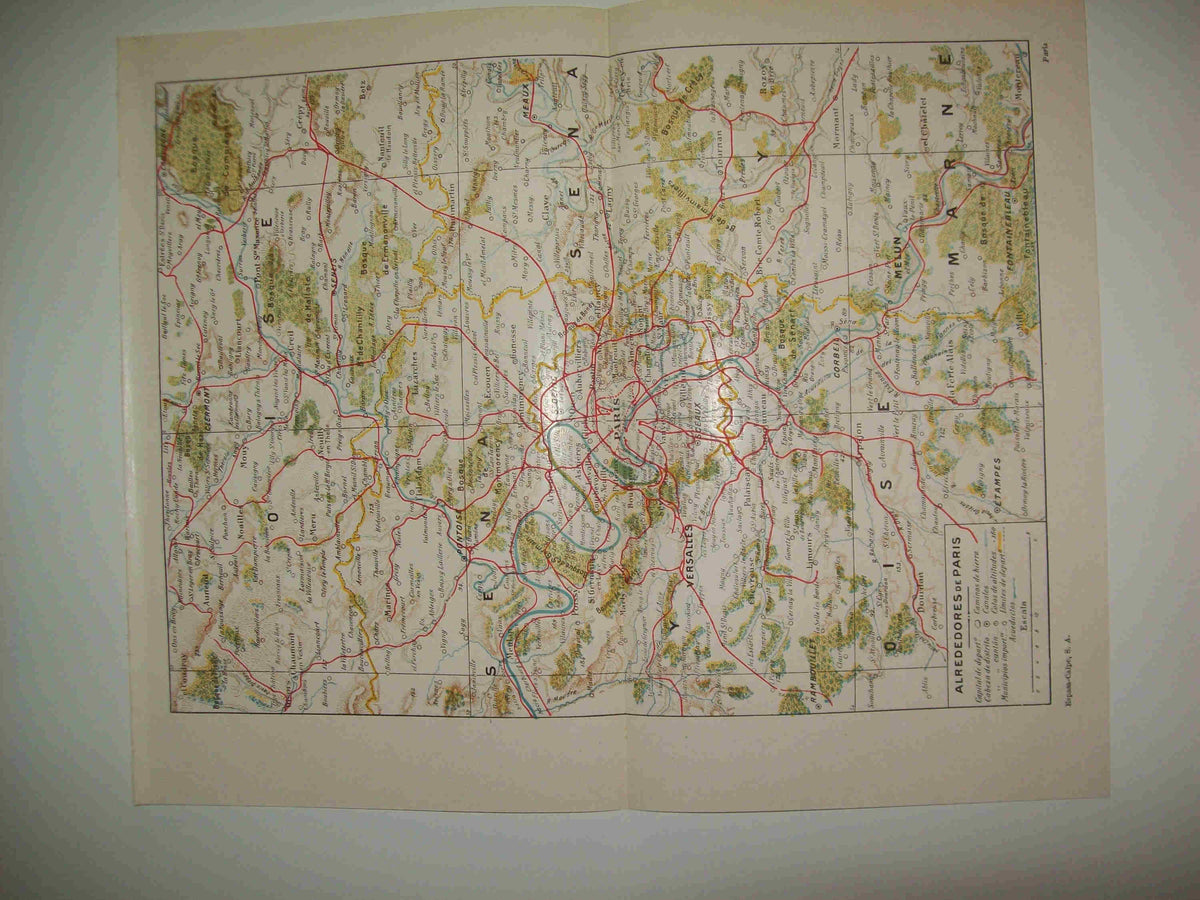 LAMINA ESPASA 23324: Mapa de los alrededores de Paris