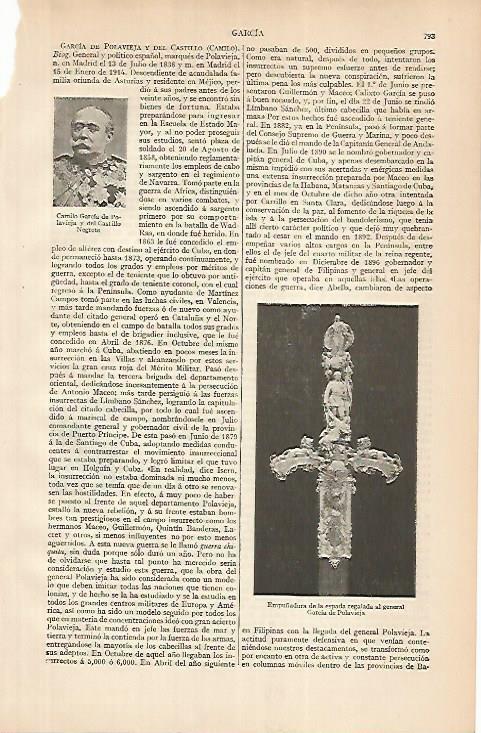 LAMINA ESPASA 24870: Camilo Garcia de Polavieja y del Castillo Negrete