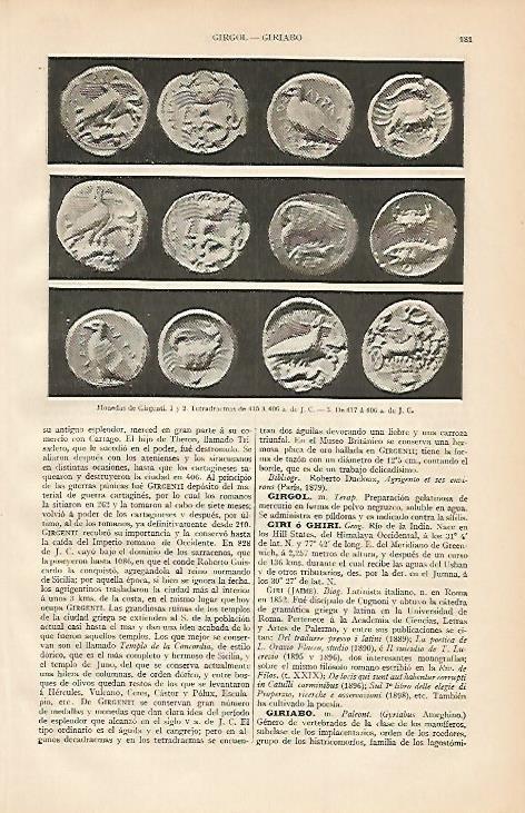LAMINA ESPASA 2104: Monedas de Girgenti Italia