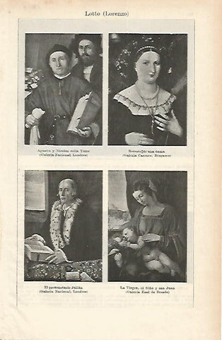 LAMINA ESPASA 1862: Retratos pintados por Lotto