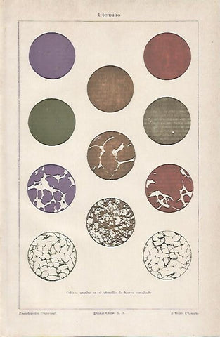 LAMINA ESPASA 4642: Colores usados para hierro esmaltado