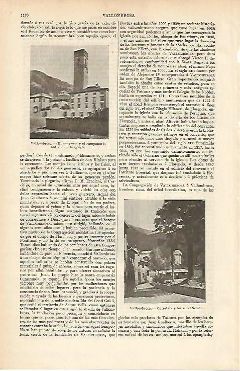 LAMINA ESPASA 4828: Vistas de Vallombrosa Italia