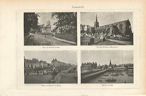 LAMINA ESPASA 1847: Vistas de Lowestoft Reino Unido