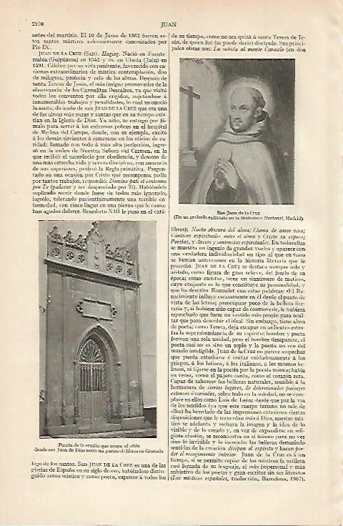LAMINA ESPASA 6271: Grabado que representa  a San Juan de la Cruz