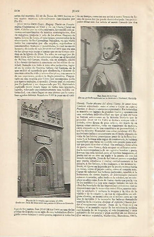 LAMINA ESPASA 6271: Grabado que representa  a San Juan de la Cruz
