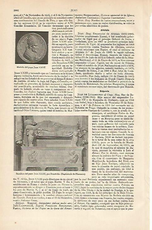 LAMINA ESPASA 6279: Medalla y sepulcro del Papa Juan XXIII