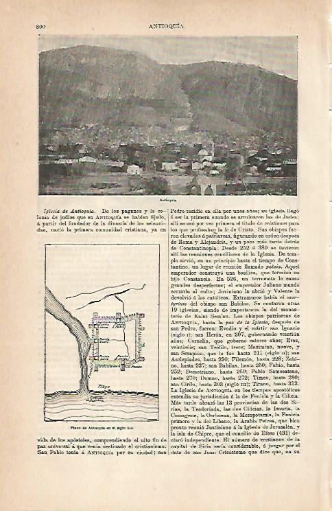 LAMINA ESPASA 7028: Vista y plano de Antioquia