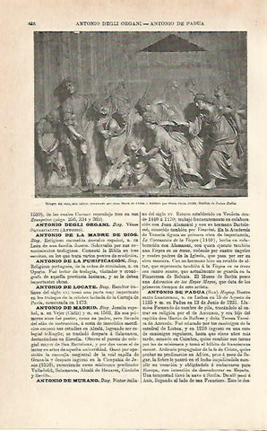 LAMINA ESPASA 7039: Milagro del vaso relieve en la Basilica de Padua Italia