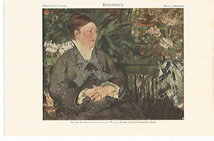 LAMINA ESPASA 7210: Madame Manet en su invernaculo por Manet
