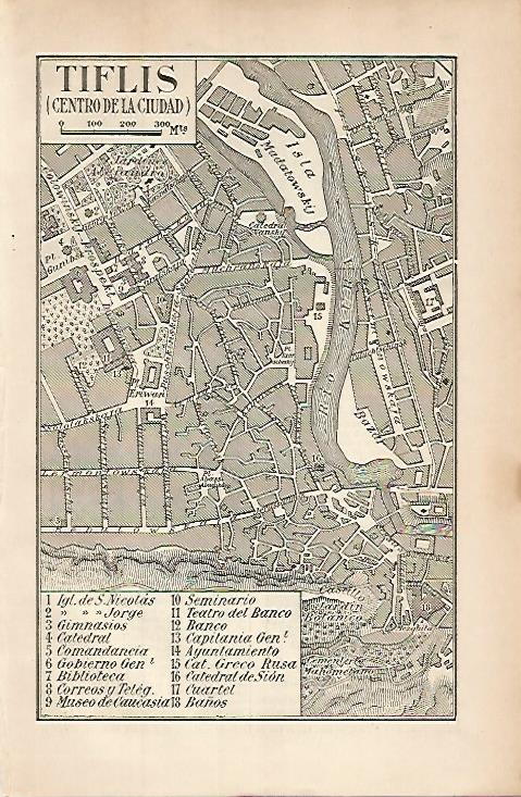 LAMINA ESPASA 8439: Plano del centro de Tiflis Georgia