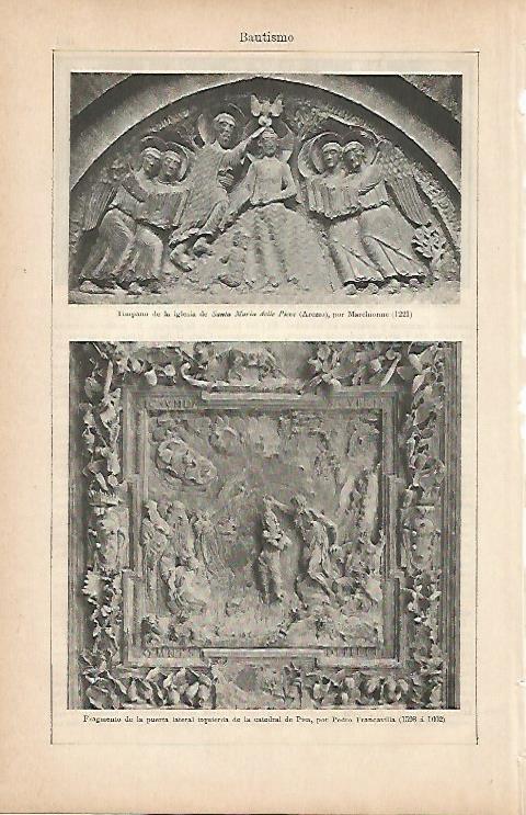 LAMINA ESPASA 9837: Timpano de Santa Maria delle Pieve en Arezzo y Puerta de la Catedral de Pisa