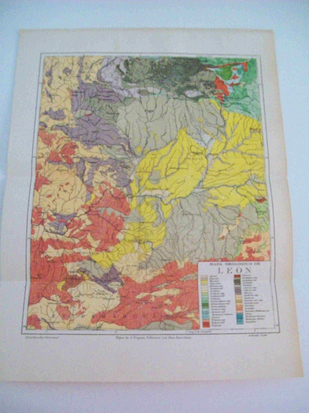 LAMINA ESPASA 9162: Mapa geologico de la provincia de Leon