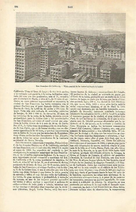 LAMINA ESPASA 18286: Vista parcial de San Francisco California