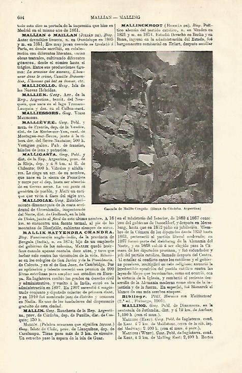 LAMINA ESPASA 18587: Cascada de Mallin Cosquin Argentina