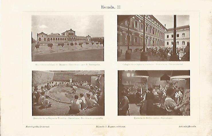 LAMINA ESPASA 18949: Escuela de El Masnou Maristas de Barcelona Sagrada Familia y  Bellas Artes de Barcelona