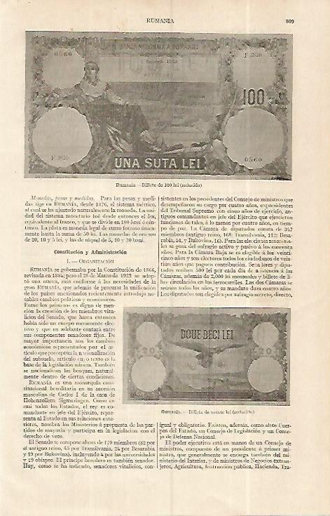 LAMINA ESPASA 19353: Billetes de Rumania