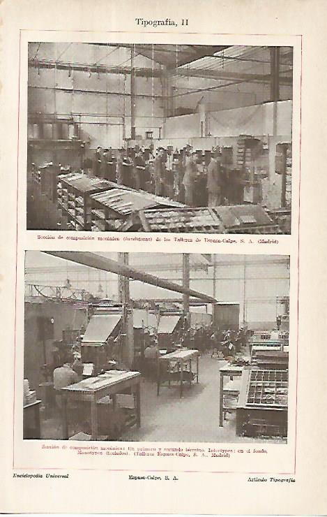 LAMINA ESPASA 8501: Seccion de composicion mecanica de la Editorial Espasa Calpe en Madrid