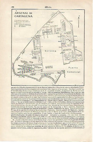 LAMINA ESPASA 19852: Plano del Arsenal de Cartagena