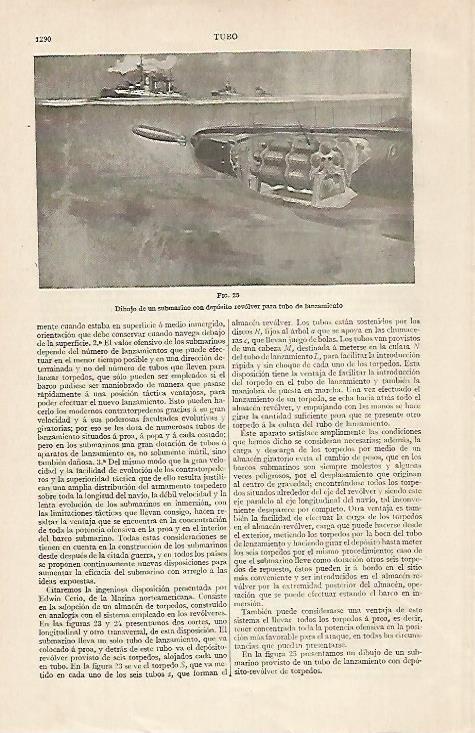 LAMINA ESPASA 20563: Submarino con deposito revolver