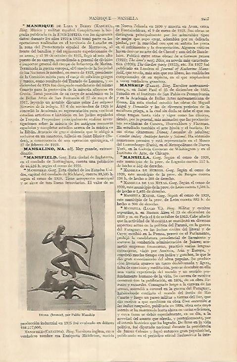 LAMINA ESPASA 9368: Diana escultura de Manship