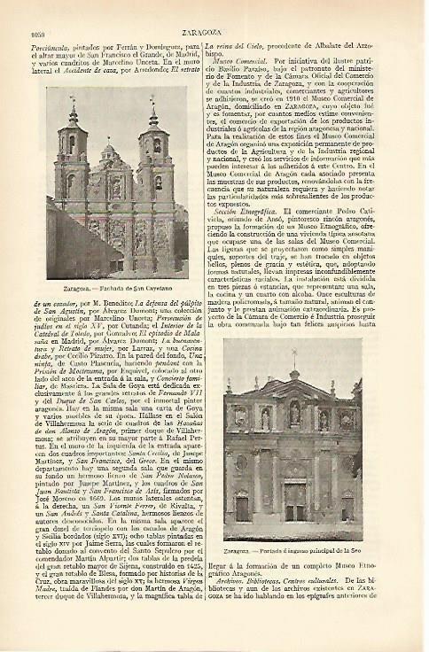LAMINA ESPASA 1676: Palacio de San Cayetano Zaragoza