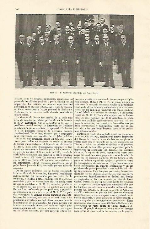 LAMINA ESPASA 22076: El Gobierno de Rene Mayer de Francia