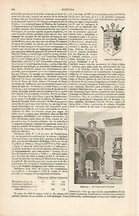 LAMINA ESPASA 2559: Escudo de armas de Siguenza Guadalajara