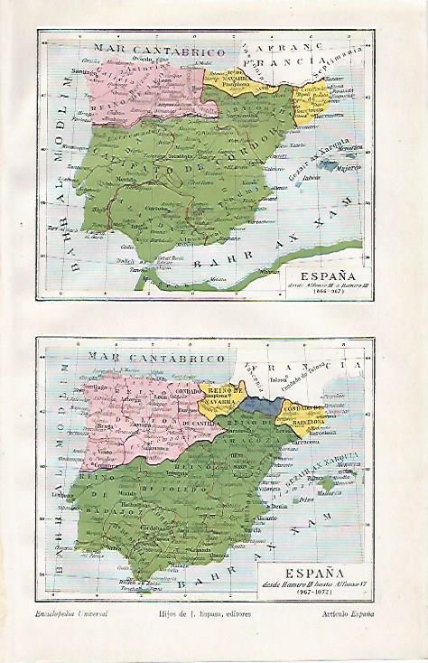 LAMINA ESPASA 10151: Mapa de España en los siglos IX y X