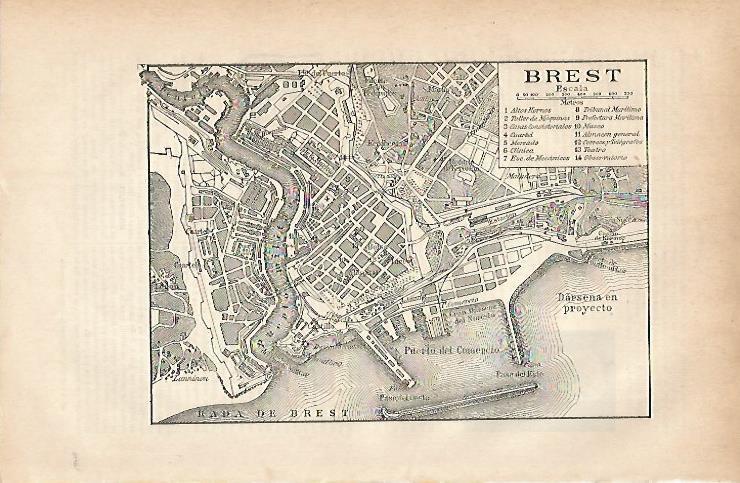 LAMINA ESPASA 11651: Plano de Brest Francia