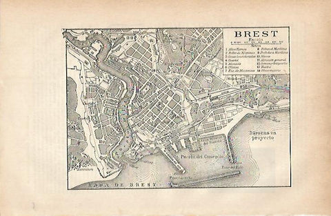 LAMINA ESPASA 11651: Plano de Brest Francia