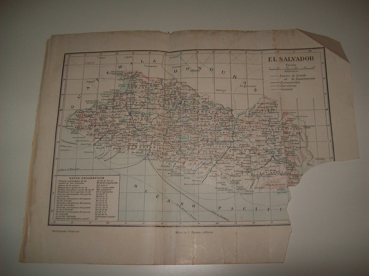 LAMINA ESPASA 6868: Mapa de El Salvador