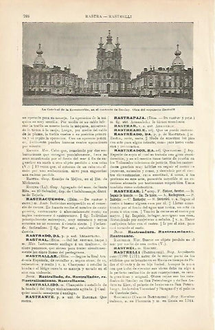 LAMINA ESPASA 5068: Catedral de la Resurreccion en el Convento de Smolny Rusia