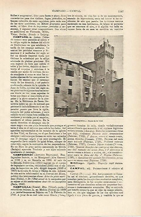 LAMINA ESPASA 14784: Torre de la Villa en Campagnatico Italia