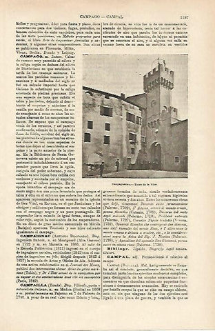 LAMINA ESPASA 14784: Torre de la Villa en Campagnatico Italia