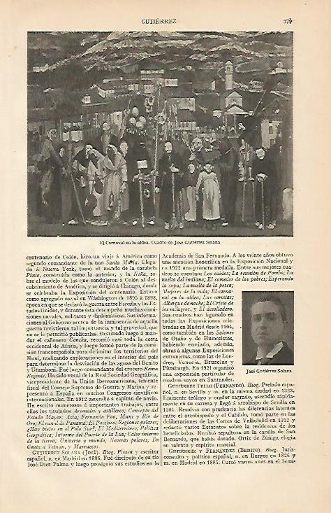 LAMINA ESPASA 481: El Carnaval de la Aldea de Jose Gutierrez Solana